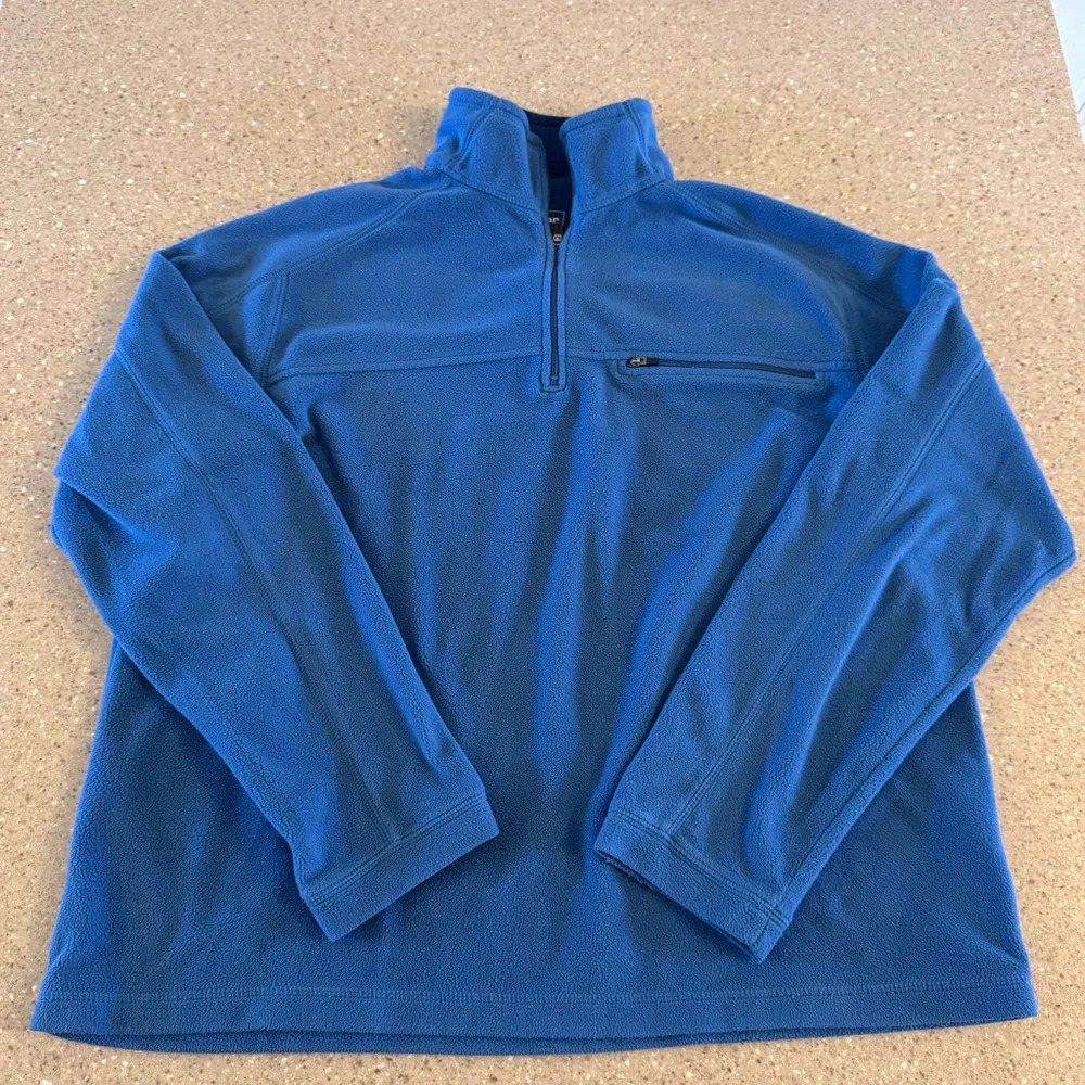 L.L. Bean Sweatshirt Mens Large Blue Pullover Fleece 1/4 Zip Outdoor Sweater